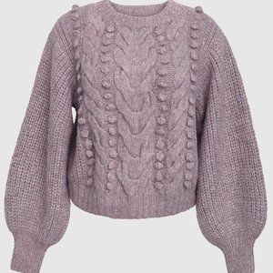 ELEVEN SIX Alpaca Cable-Knit Blouson Sleeve Sweater